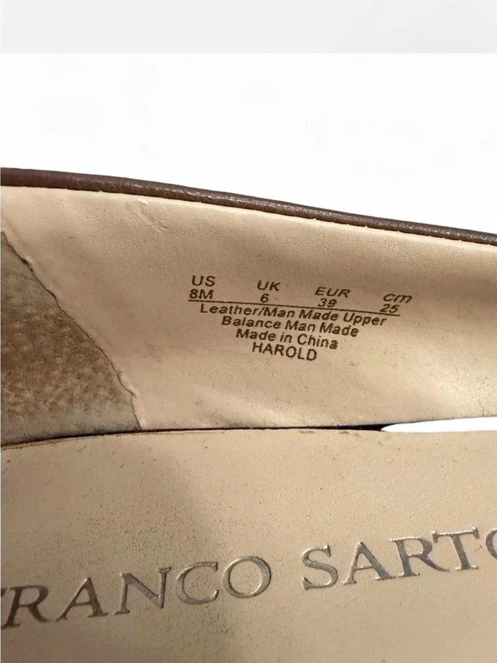 Franco Sarto Harold leather Pointed Toe flats ballet loafers Shoes Tan & Black